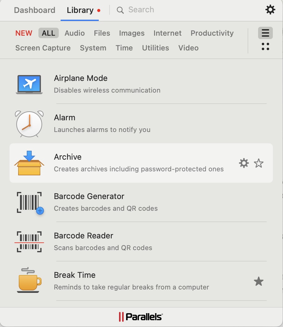 Parallels Toolbox Library