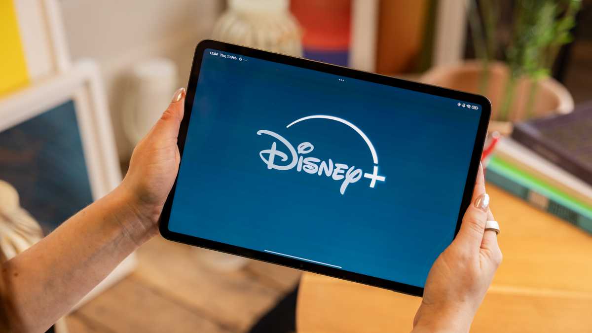 Disney+ logo on a tablet - Streaming lifestyle shot