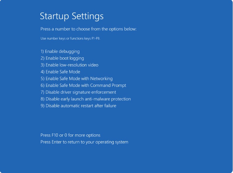 Startup settings