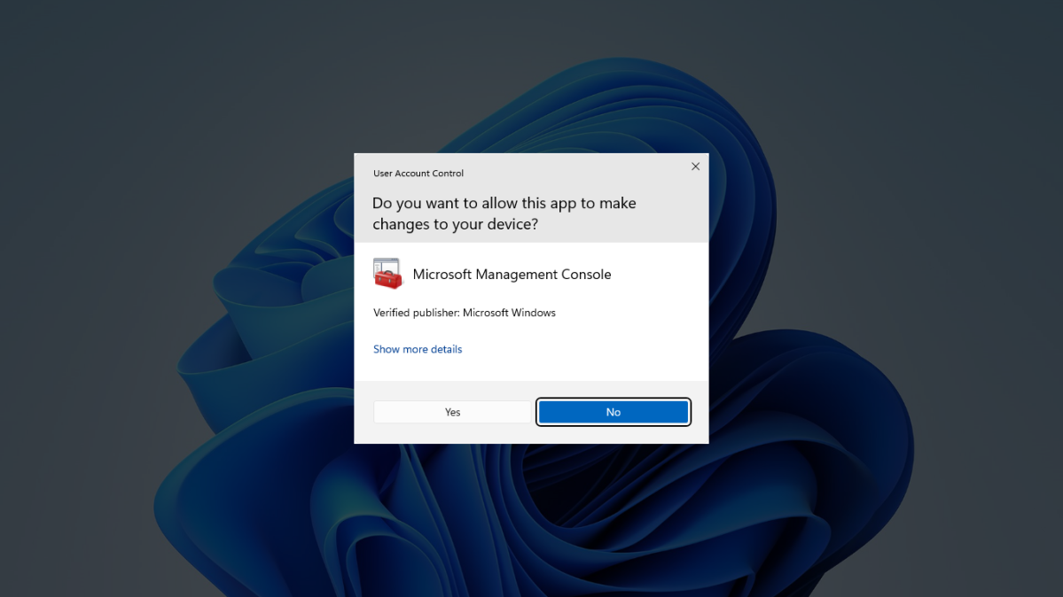 User Access Control prompt in Windows 11