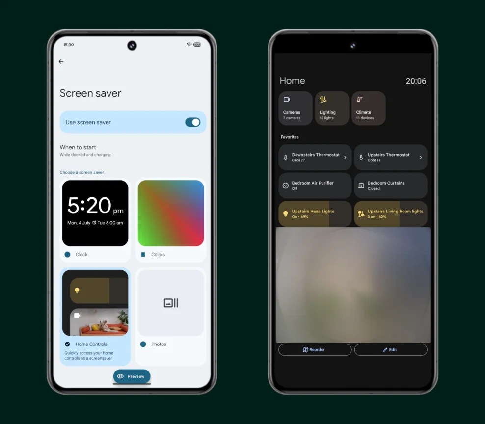 Android_15_home_controls_screen_saver_on_phone