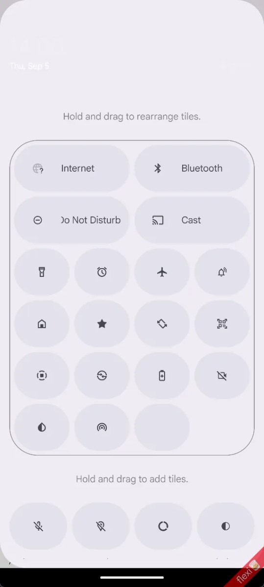 Android 16 dual shade Quick Settings panel edit light mode