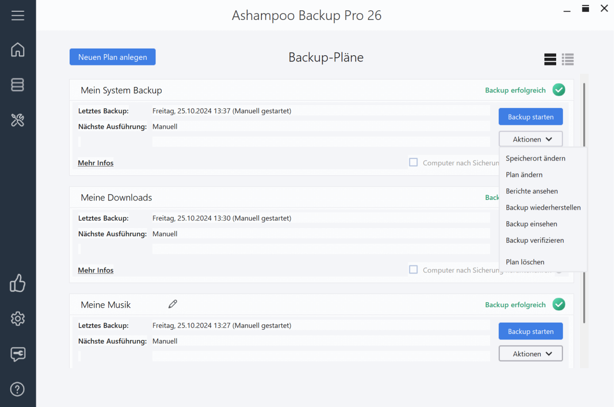 Ashampoo Backup Pro 26 - Plan