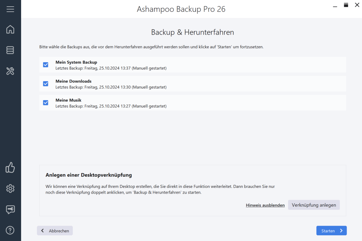 Ashampoo Backup Pro 26 - Shutdown