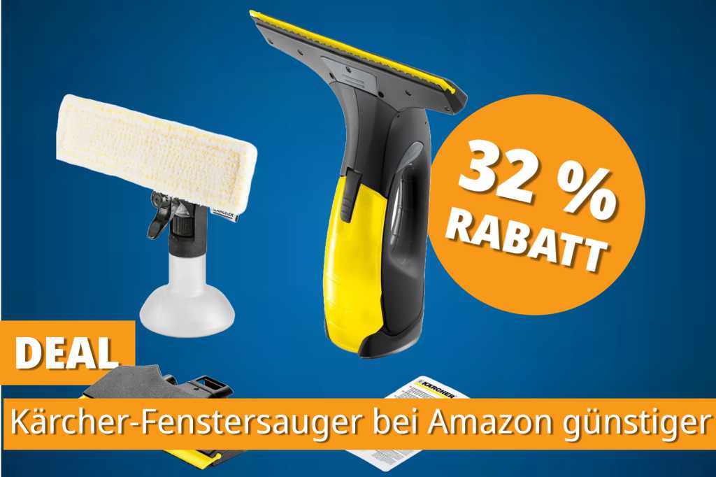 Image: FÃ¼r streifenfreie Fenster: Elektrischer Fensterreiniger von KÃ¤rcher mit Saug- und Wischfunktion jetzt gÃ¼nstiger