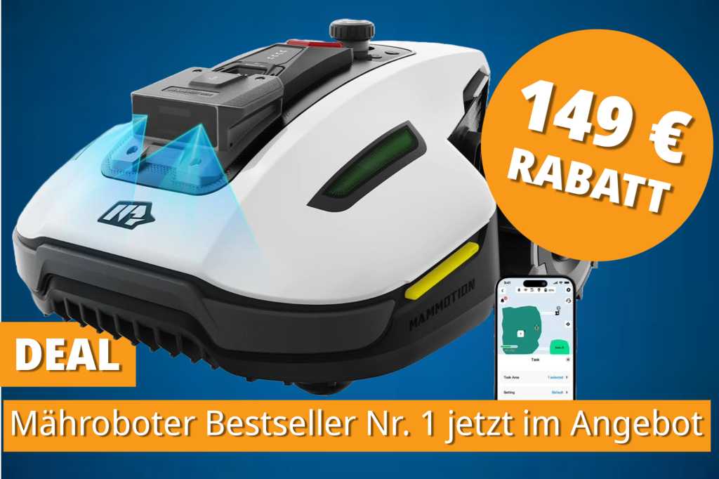 Image: Bestseller Nr.â¯1 auf Amazon: Dieser MÃ¤hroboter braucht kein Kabel und ist jetzt 149â¯â¬ gÃ¼nstiger