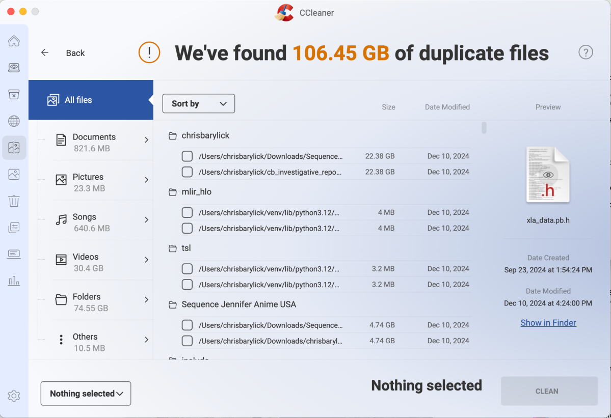 CCleaner8 Duplicate files found