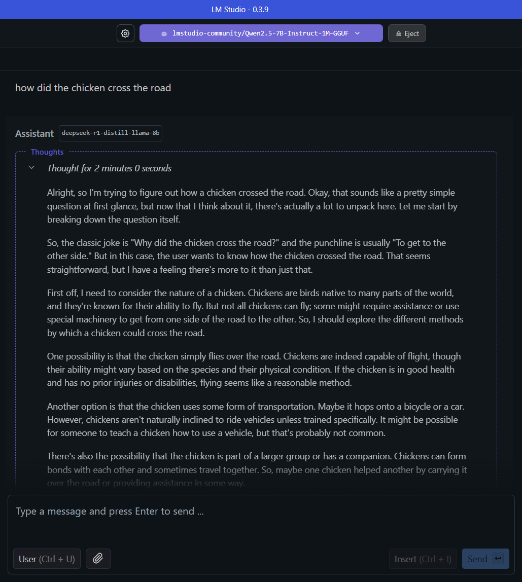 DeepSeek how did the chicken cross the road prompt screenshot
