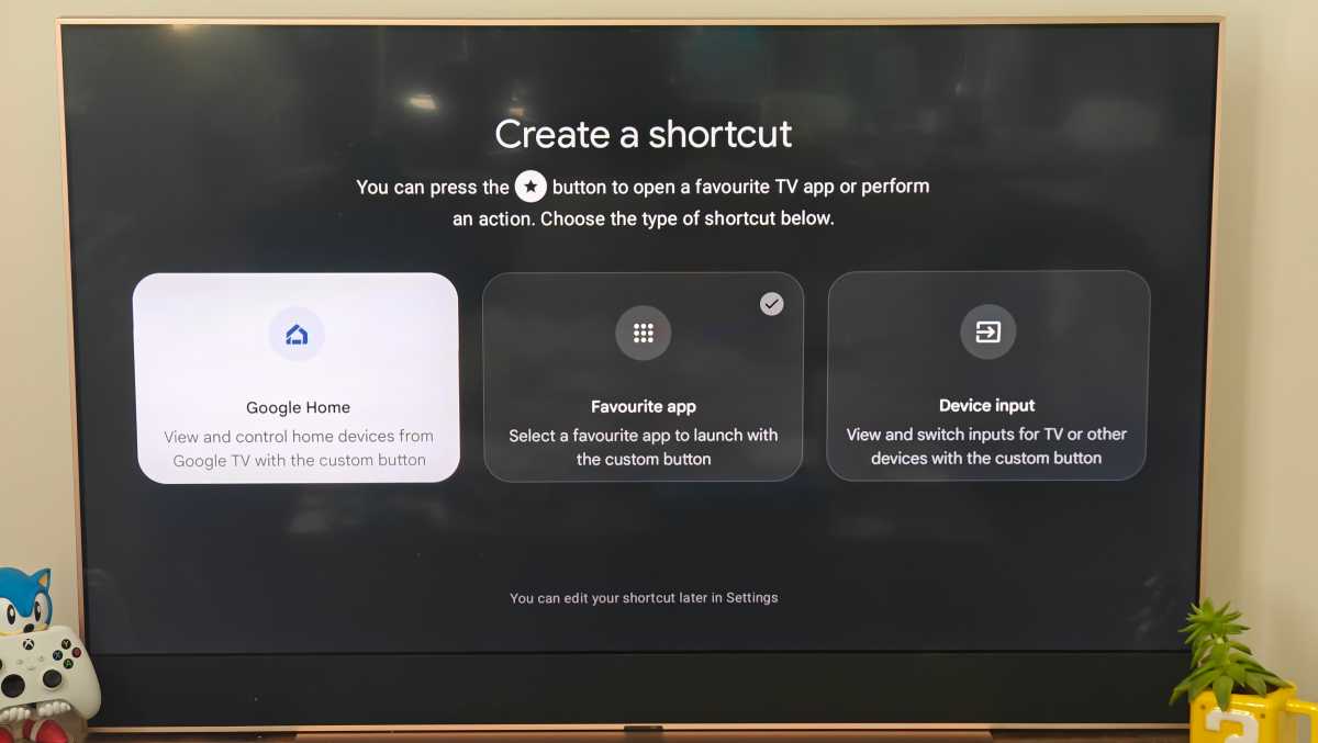 Google TV Streamer 'create a shorcut' screen