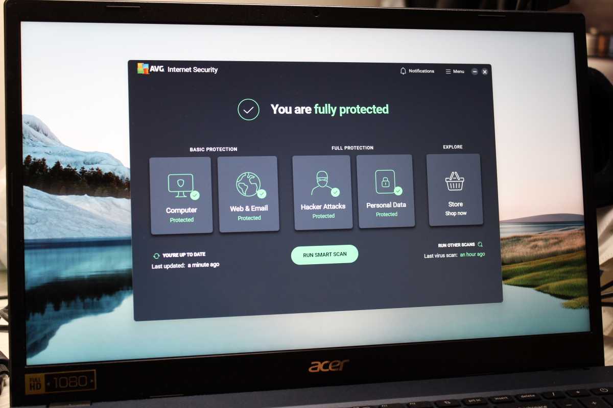 AVG Internet Security on a laptop (March 2025)