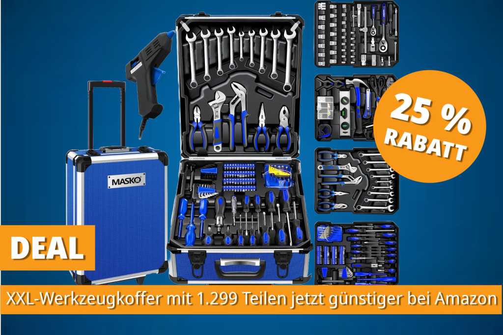 Image: Beliebter XXL-Werkzeugkoffer mit 1.299 Teilen jetzt fÃ¼r unter 90 Euro bei Amazon