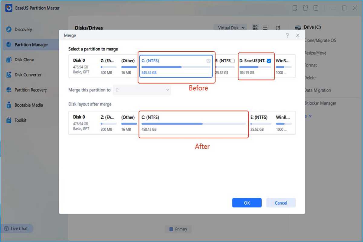 Merge disk partitions 2