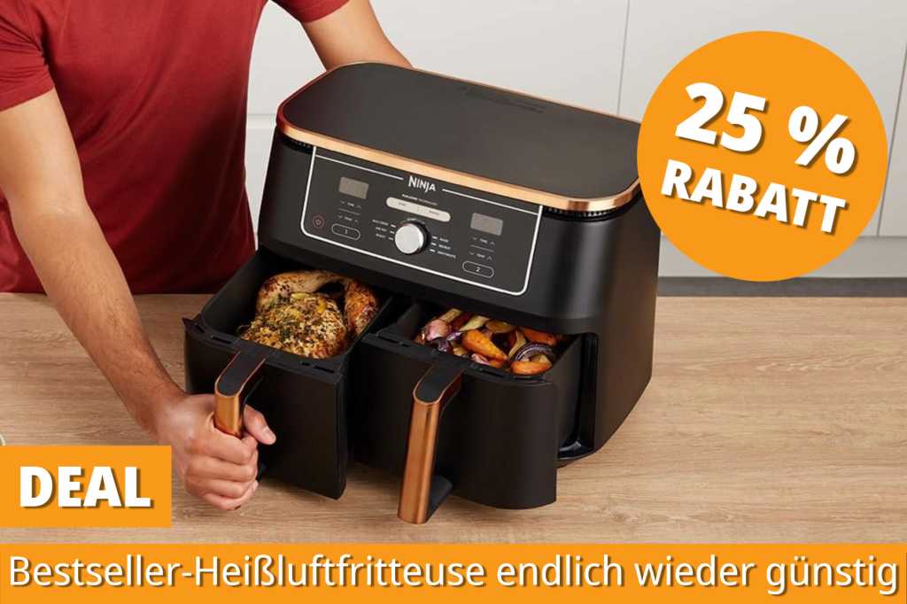 Image: Die beliebteste HeiÃluftfritteuse Ninja Foodi MAX Dual Zone mit smarten Features gibt es jetzt fÃ¼r unter 180 Euro