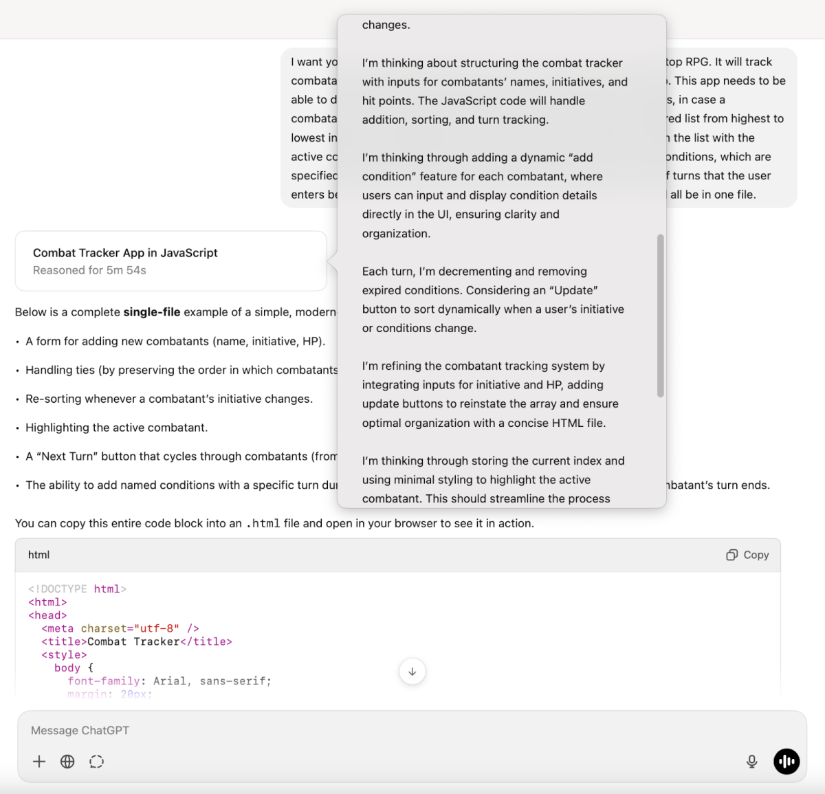 Programming OpenAI o1 reasoning model example ChatGPT Pro screenshot