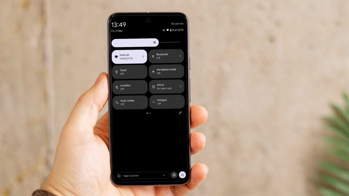 Android 15 Quick Settings menu on a phone