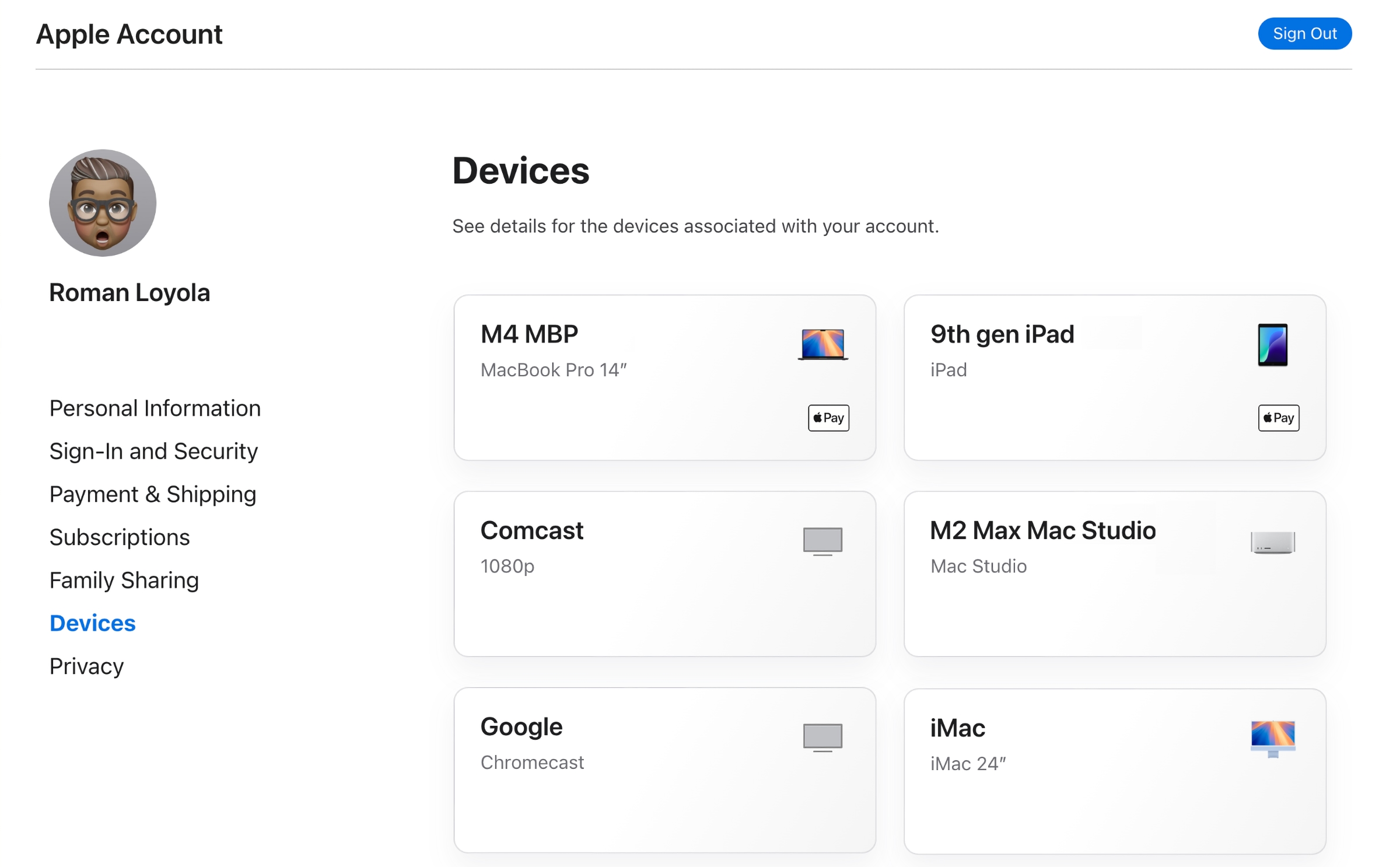 apple account devices