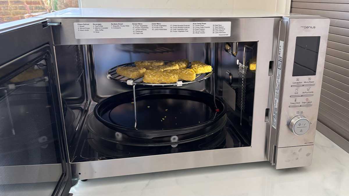 Hash browns on a tray in the combi oven