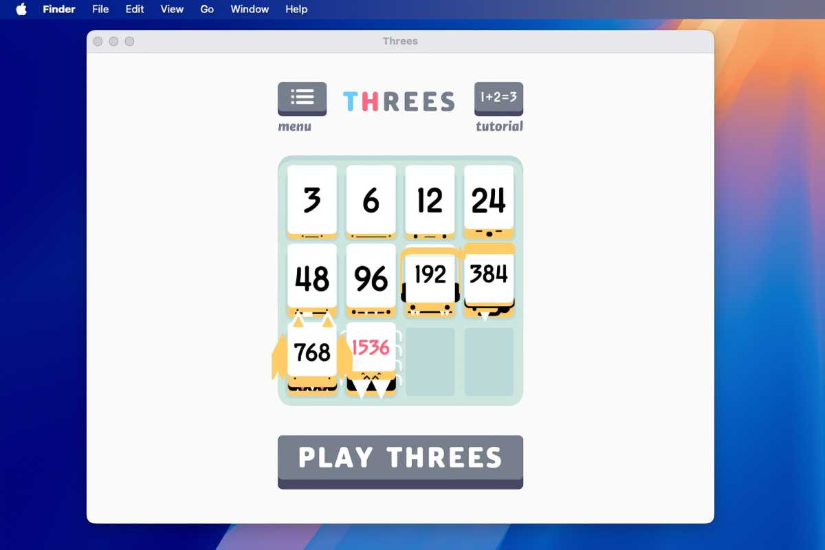 Threes iPad app pn macOS