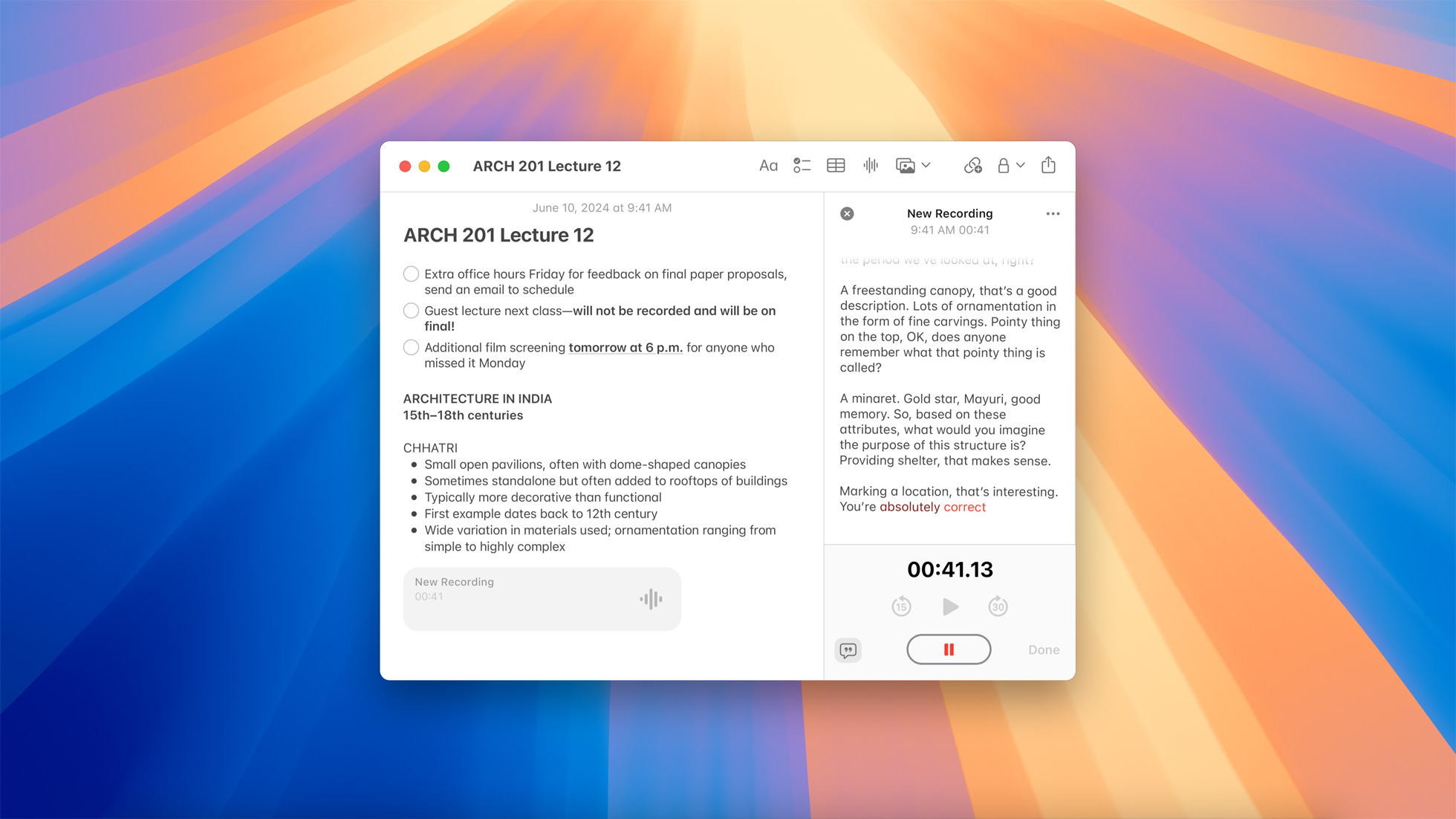 Apple Notes app on a Mac desktop