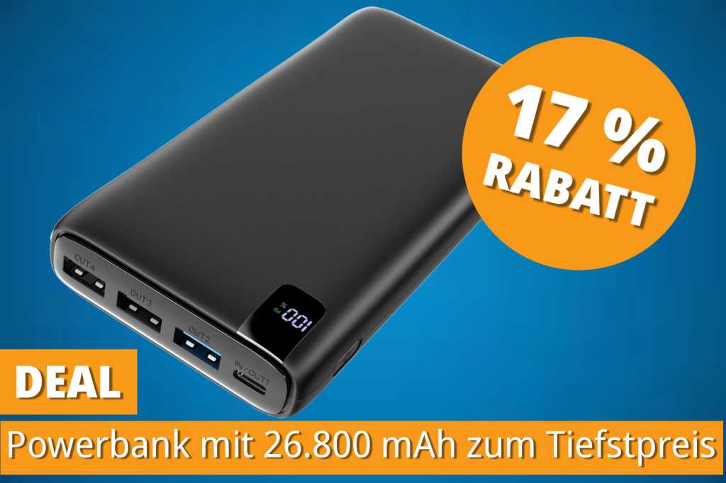 Image: Krasses Powerbank-Angebot: 26.800 mAh, schnelles Laden und ganze 4 AnschlÃ¼sse â fÃ¼r nur 17,49 Euro!