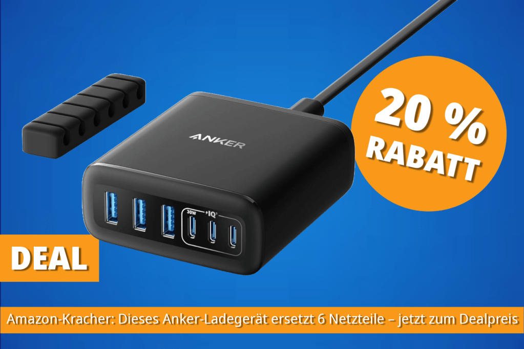 Image: Dieses Anker-LadegerÃ¤t mit 112 Watt und 6 AnschlÃ¼ssen ersetzt mehrere Netzteile â jetzt fÃ¼r nur 31,99 Euro im Angebot