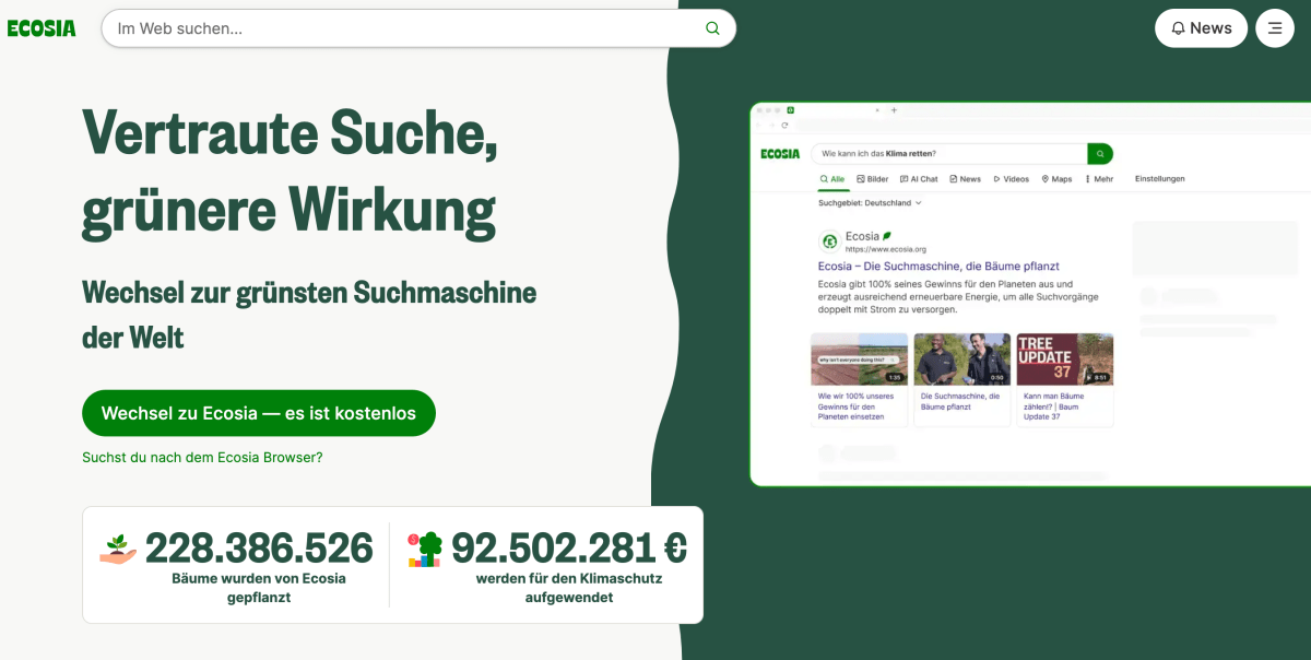 Ich habe die Google-Suche aufgegeben – Jetzt rette ich den Planeten mit Ecosia