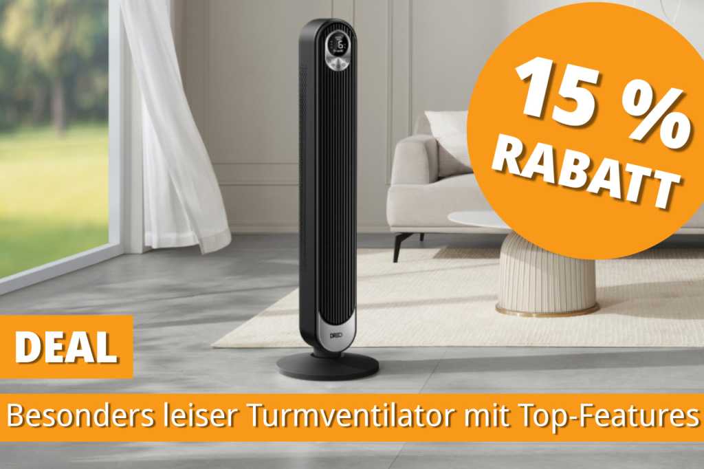 Image: KÃ¼hlt besonders leise: Beliebter Turmventilator mit 20 Dezibel und weiteren Top-Features fÃ¼r unter 85 Euro