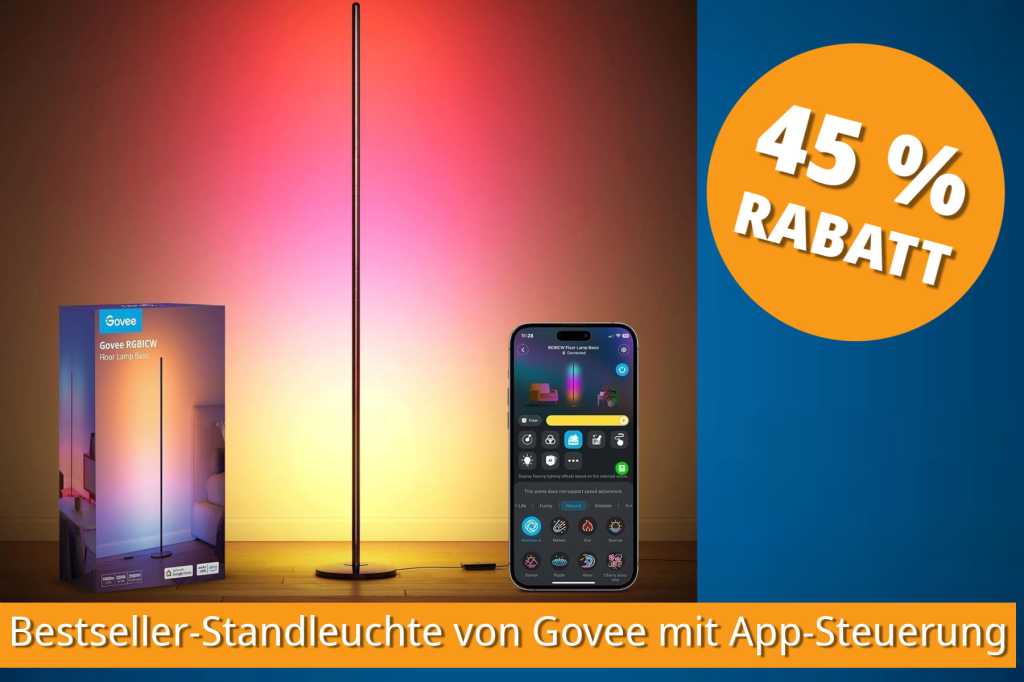 Image: Amazon haut die meistverkaufte LED-Stehlampe von Govee mit App-Steuerung fÃ¼r nur 59,99 Euro dank Coupon raus