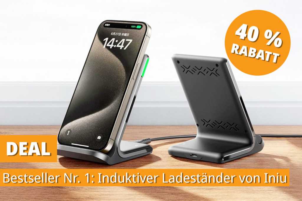 Image: Induktiver LadestÃ¤nder von Iniu fÃ¼r Ihr Smartphone: Bestseller mit bis zu 15 Watt und cleveren Features fÃ¼r nur 14,43 Euro