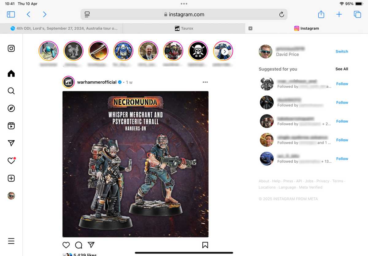 Instagram in Safari on iPad