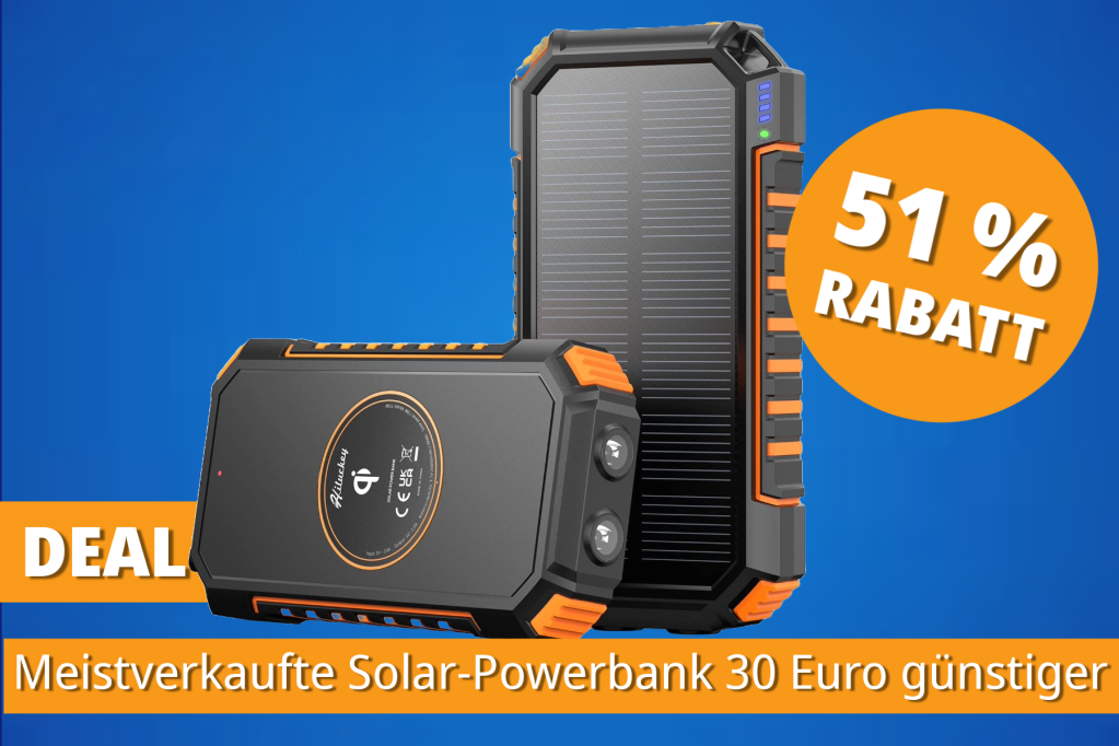 Image: Strom fÃ¼r Tage: Amazons Bestseller-Solarpowerbank mit 26.800 mAh heute Ã¼ber 50 Prozent reduziert