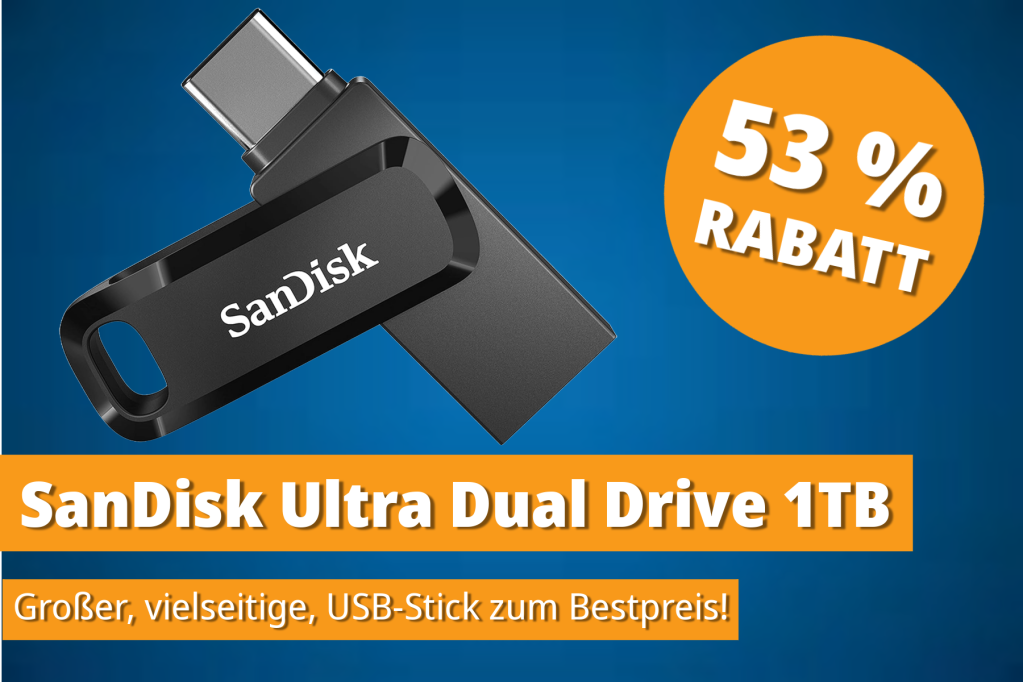 Image: Vielseitiges Speicherwunder zum Bestpreis: SanDisk Ultra Dual Drive 1 TB jetzt mit 53% Rabatt!
