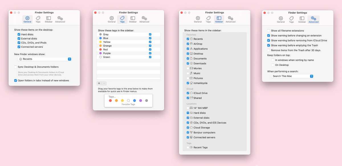 Finder settings