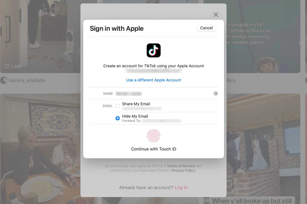 hide my email create account