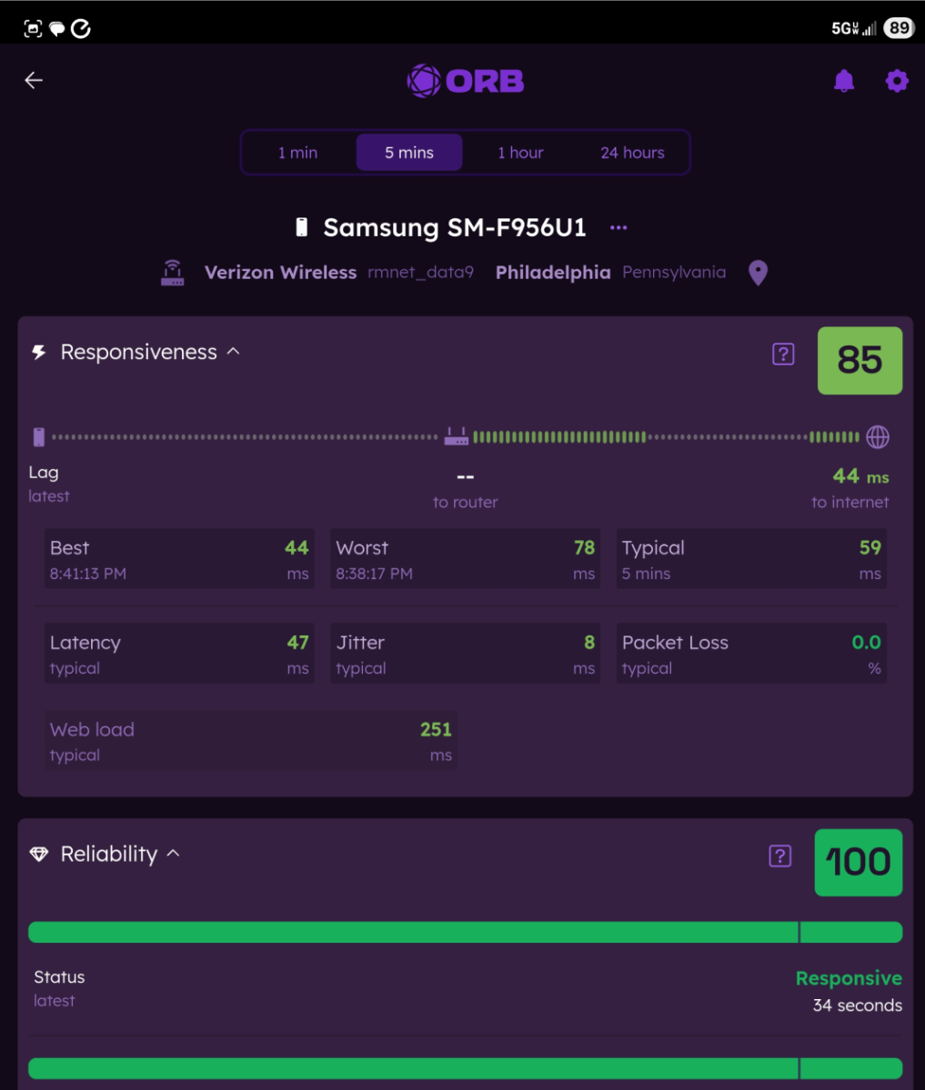 Orb network test app