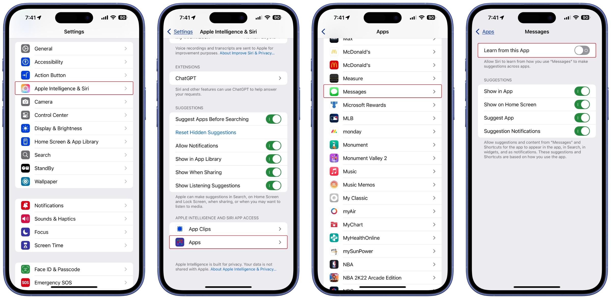 iOS 18 Siri Messages Settings