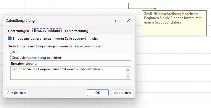 Excel Datenüberprüfung
