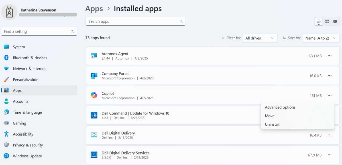 Windows 11 uninstall apps