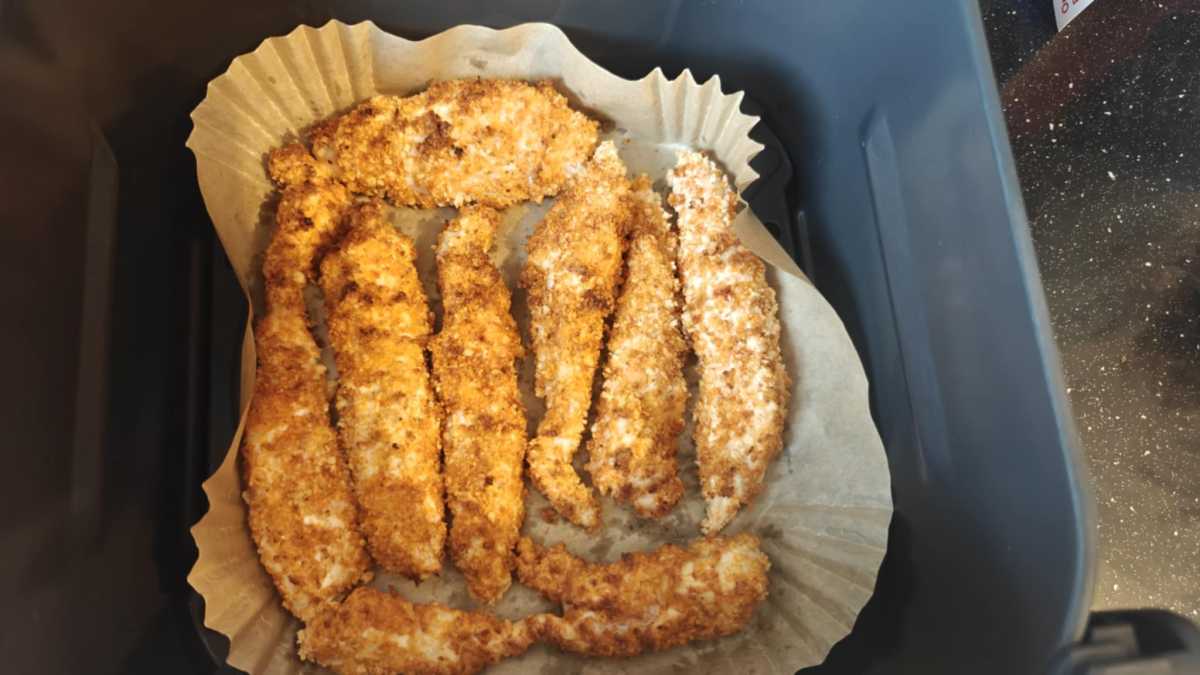 Chicken strips in a Ninja air fryer