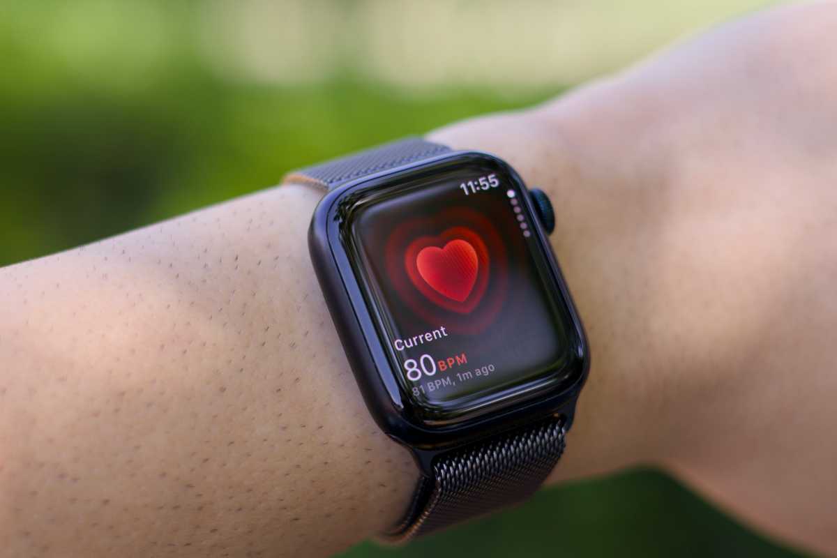 Apple Watch displaying heart rate