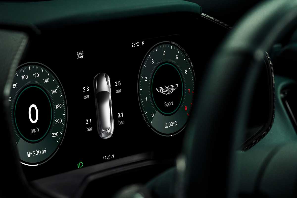 Aston Martin dashboard instrument panel with Apple CarPlay Ultra