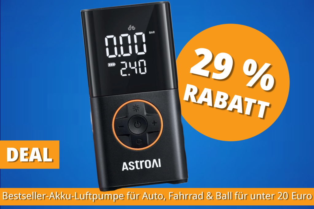 Image: Praktische Akku-Luftpumpe fÃ¼r Auto, Fahrrad & Ball â Bestseller jetzt fÃ¼r unter 20â¯Euro bei Amazon