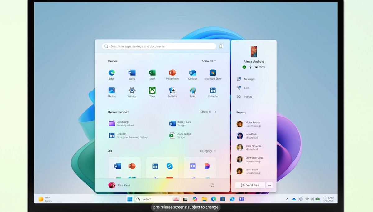 Microsoft Windows 11 Better Start Phone Link
