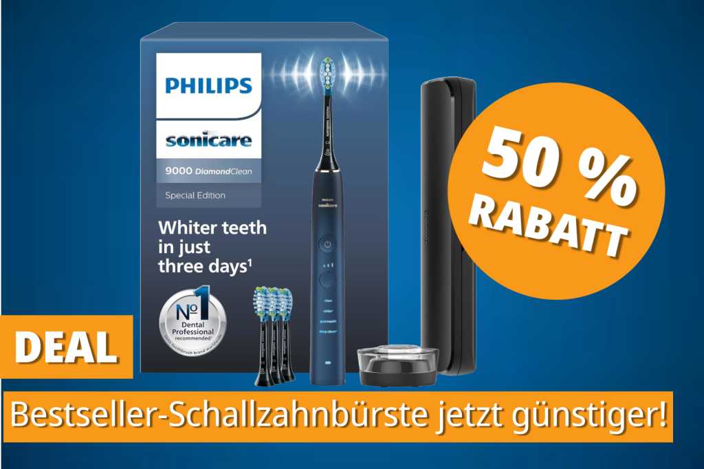 Image: Intelligent ZÃ¤hneputzen: Philips ZahnbÃ¼rste mit App, Sensor & 4 BÃ¼rsten 50 % gÃ¼nstiger