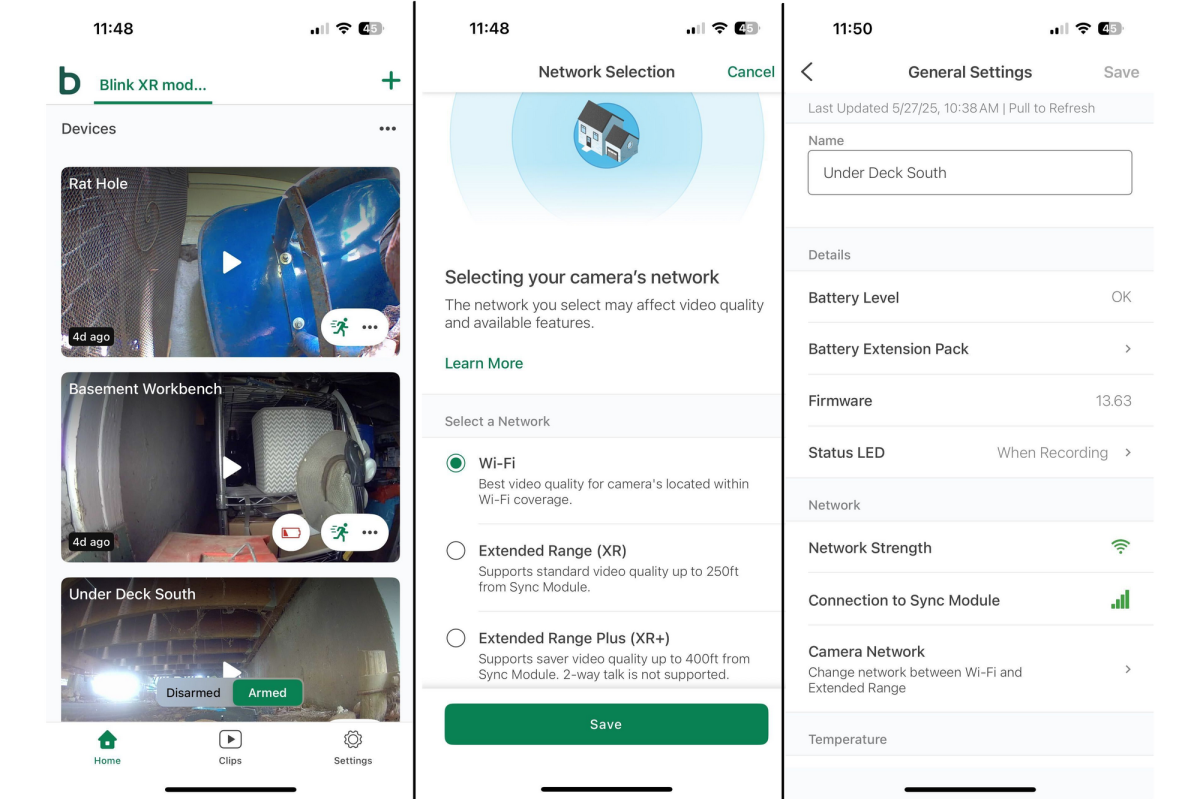 Blink Sync Module XR app screenshots