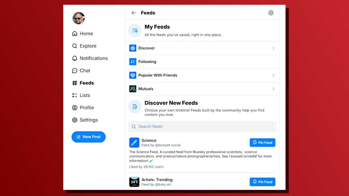 Bluesky feed customization options screenshot