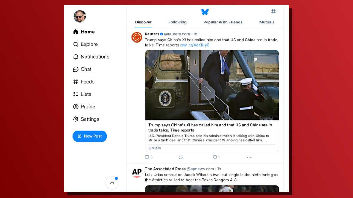 Bluesky user experience screenshot