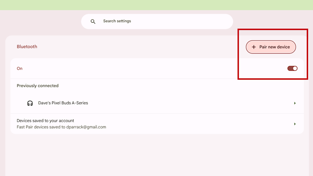 ChromeOS enable Bluetooth pairing screenshot