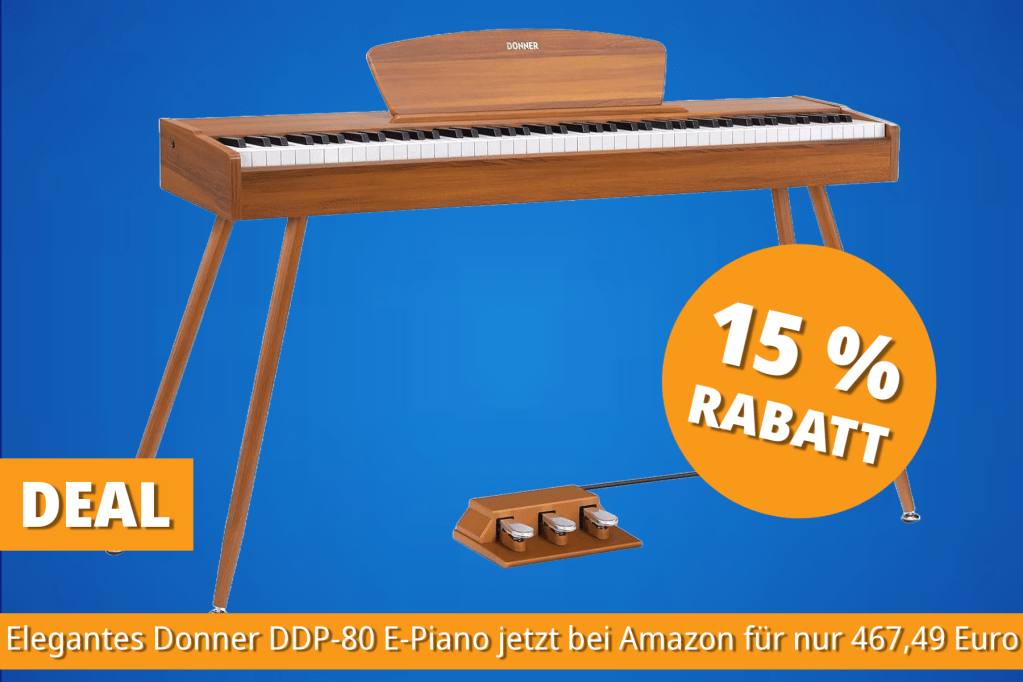 Image: E-Piano mit Hammermechanik und Holzoptik: Donner DDP-80 bei Amazon fÃ¼r nur 467,49 Euro