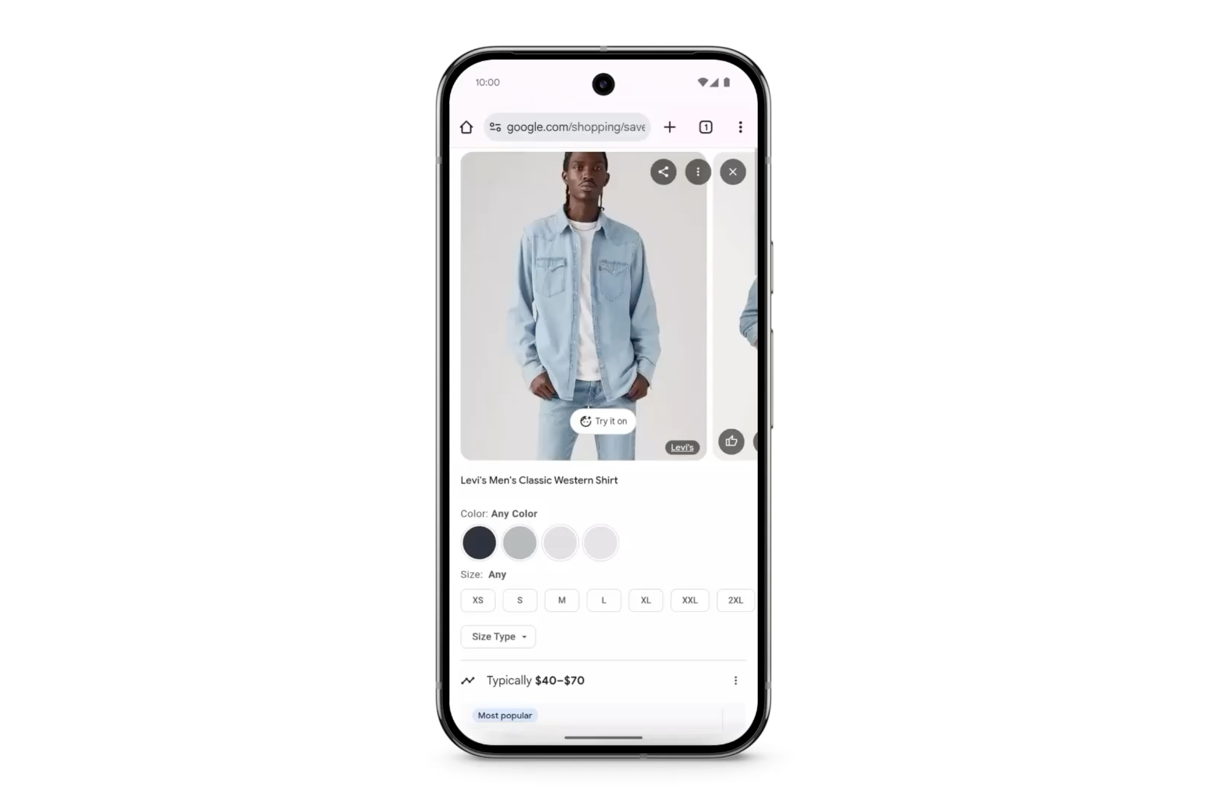 Google's AI Try It On feature on an Android phone